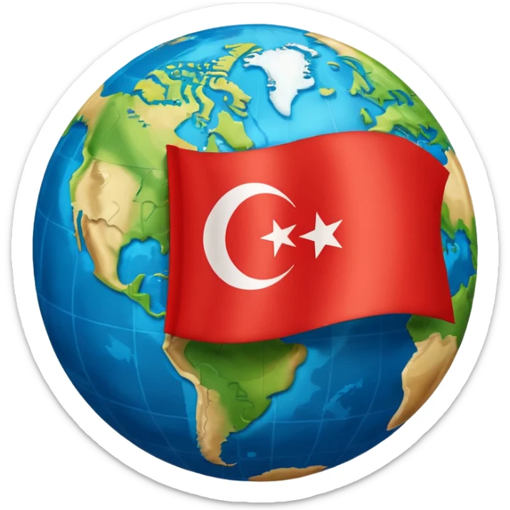 Draw me an emoji of planet Earth with the flag of Turkey on it. sticker
