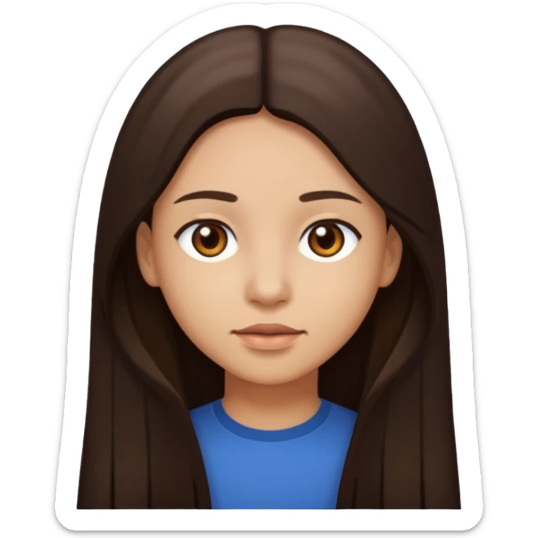 Create a emoji version of me with light skin color, brown eyes and dark brown straight long hair  sticker