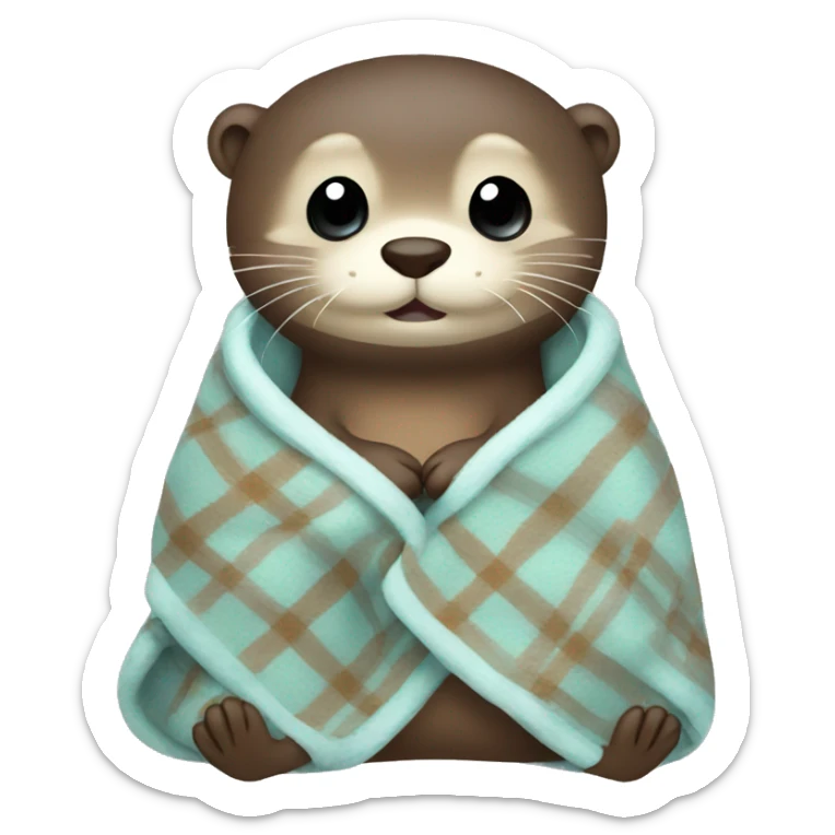 otter cozy in blanket sticker