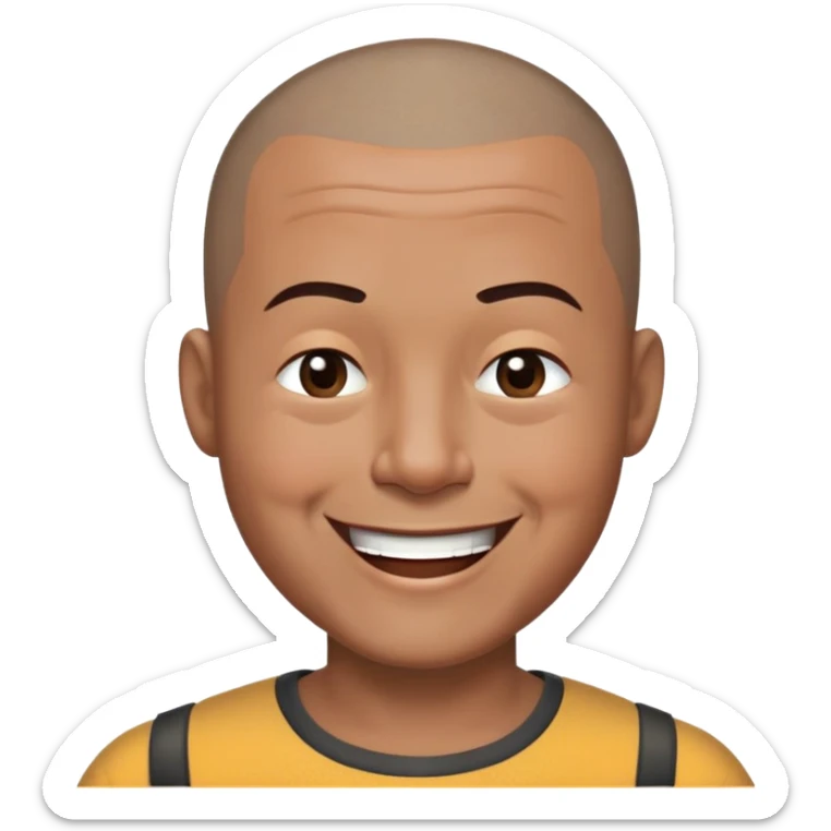 Nam, 50 tuổi, đầu đinh, nhắm 1 mắt, cười tươi, da đen, nhướng lông mày sticker