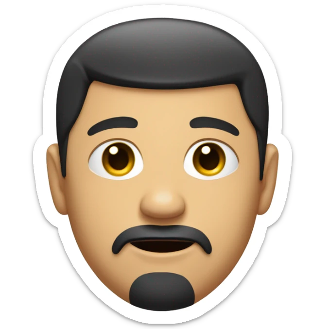 A man with a goatee and as black hair buzz cut inside of a toilet with only his head and neck poking out sticker