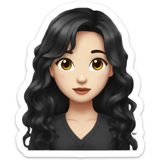 Beautiful girl,Black hair,wavy hair，long hair,Black eyes,Chinese sticker