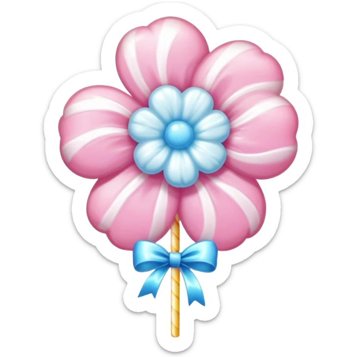 Fluffy cotton candy flower with shiny, glazed sugar strands and glistening highlights sticker