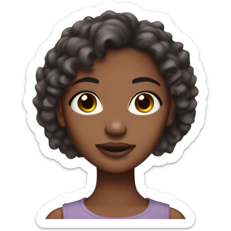 Create a girl with brown skin straight dark brown hair wearing lashes sticker