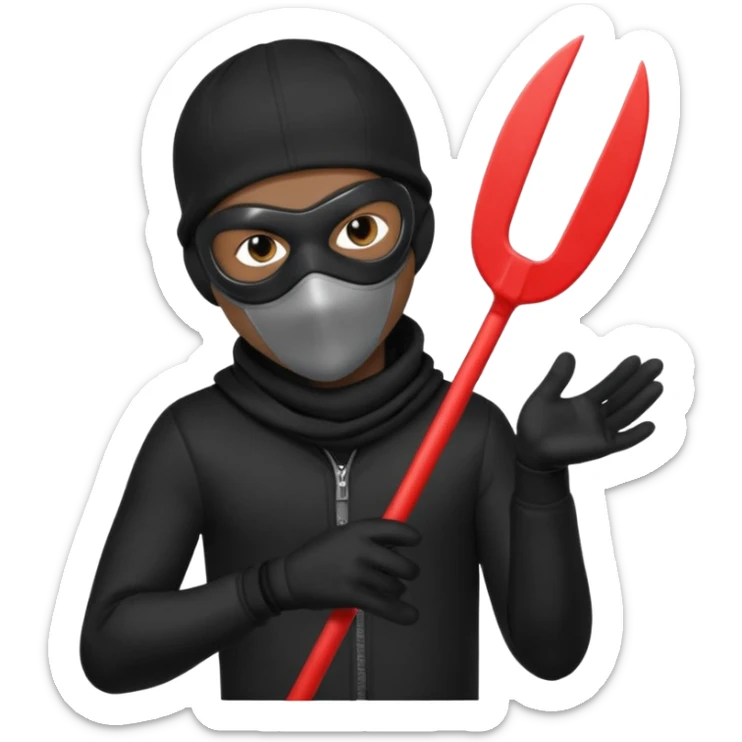 A young African male wearing a ski mask in full black clothing, holding a micro Draco in the air carelessly sticker
