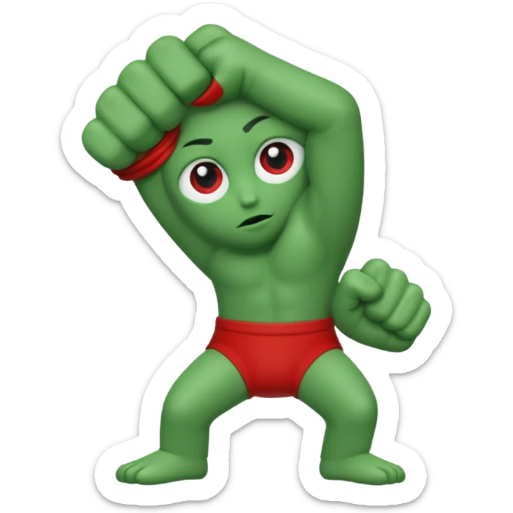 W or L has the appearance of two letters that are combined together, or next to each other. An eye is plastered on each letter, and are attached to legs. The W is green, while the L is red. W’s hand is curled tightly into a fist, and L’s hand is posed in an “L” shape. sticker
