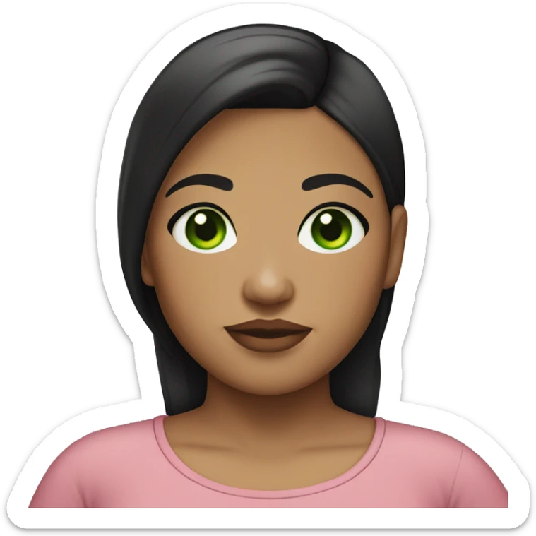 Light skin fat girl with green eyes straight black hair sticker