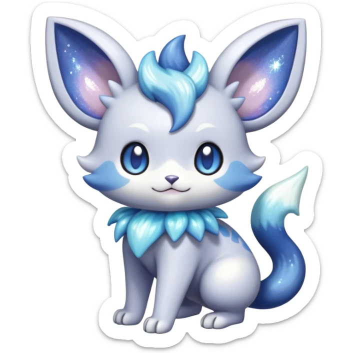 Colorful Sparkly Shiny Exotic Meowstic-Minccino-Espurr-Fakémon-hybrid-creature (full body)  sticker