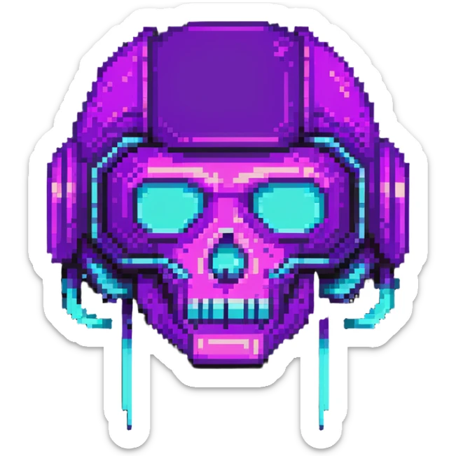 futuristic cyberpunk pixel art icon, vivid neon colors purple magenta cyan, minimal expressive design, 32x32, centered, high contrast, transparent background, no text, suitable for dark background, requested by user symbol sticker