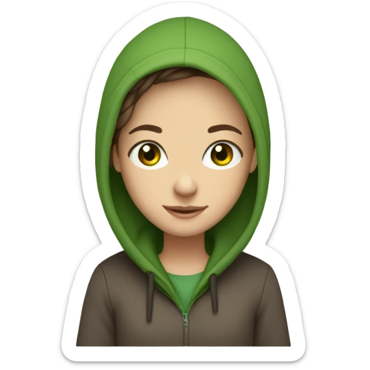 A light brunette girl with green eyes with hoodie hugging a man without hair sticker