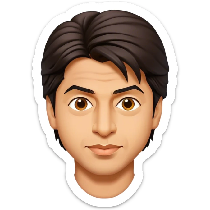Cinematic Realistic Shah Rukh Khan Pop Culture Emoji, showcasing the charismatic charm of the Bollywood superstar rendered with lifelike detail and captivating lighting. sticker