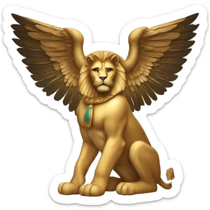 An emoji representing a greek sphinx (not egyptian) with wings of an eagle, body of a lion/cat and face of a woman sticker
