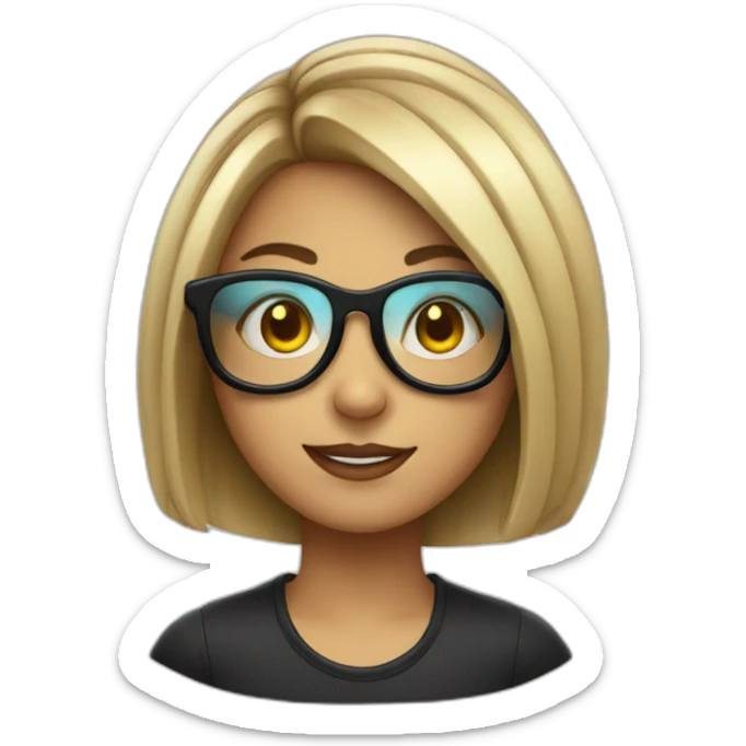 girl with bob hair with rave glasses and a cigarette sticker