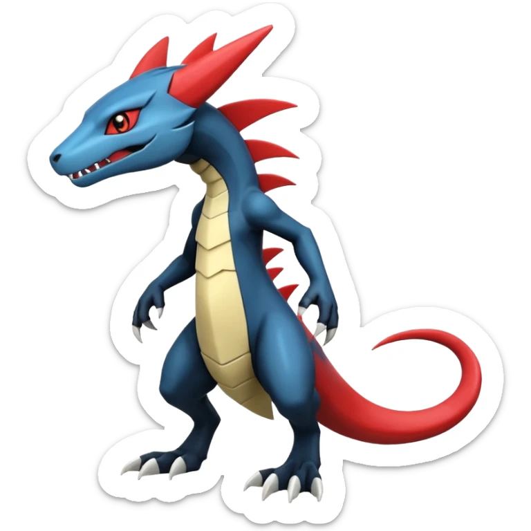 Shiny Cool Futuristic Smooth Salandit-Guilmon-Zeraora-Lombax-Sergal-Zangoose-Cyclizar-Genesect-Pokémon, full body sticker