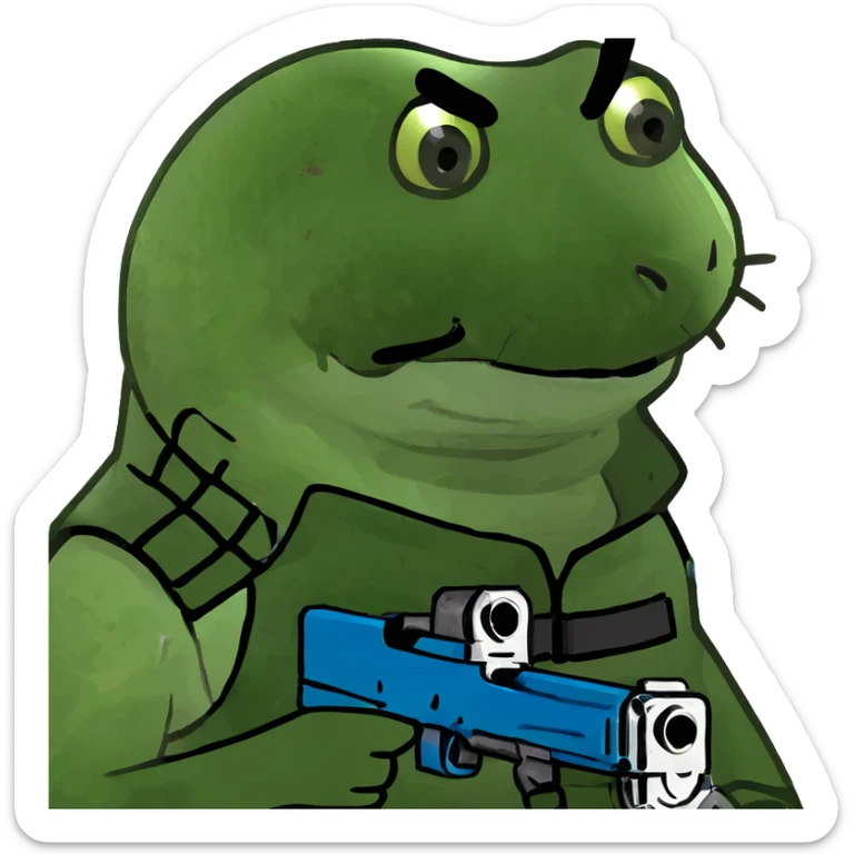 A wild animal duo — a badass ferret and a fearless seal — geared up like action heroes. No logo, just vibes. They’re back-to-back, guns blazing, like they just walked out of an action movie. Think ‘John Wick meets Zootopia,’ but way cooler. sticker