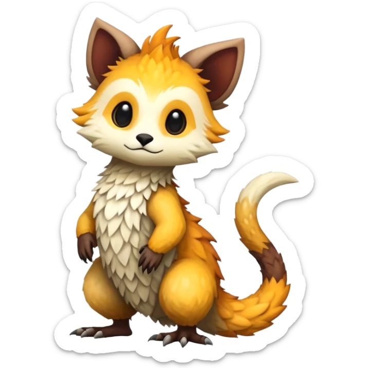 warm-colored Vernid-Trico-Fionbri-creature (full body) sticker