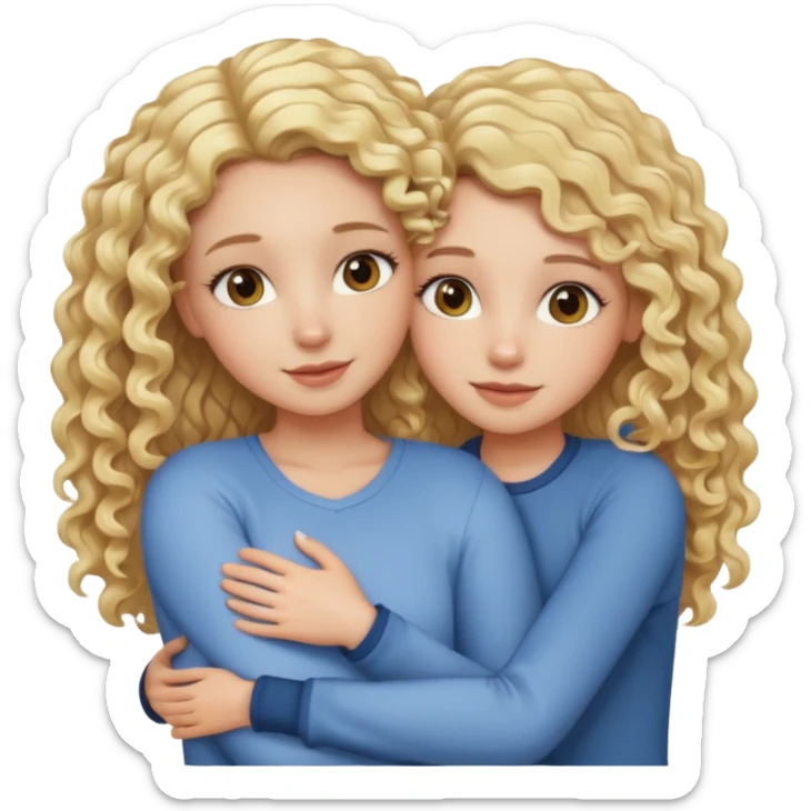 curly blonde hair whitegirl hugging straight blonde. hair. white girl sticker