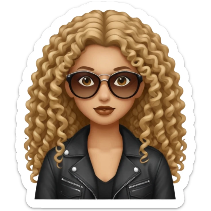Biker Gang with Sunglasses,girl, long curly hair, sunglasses sticker