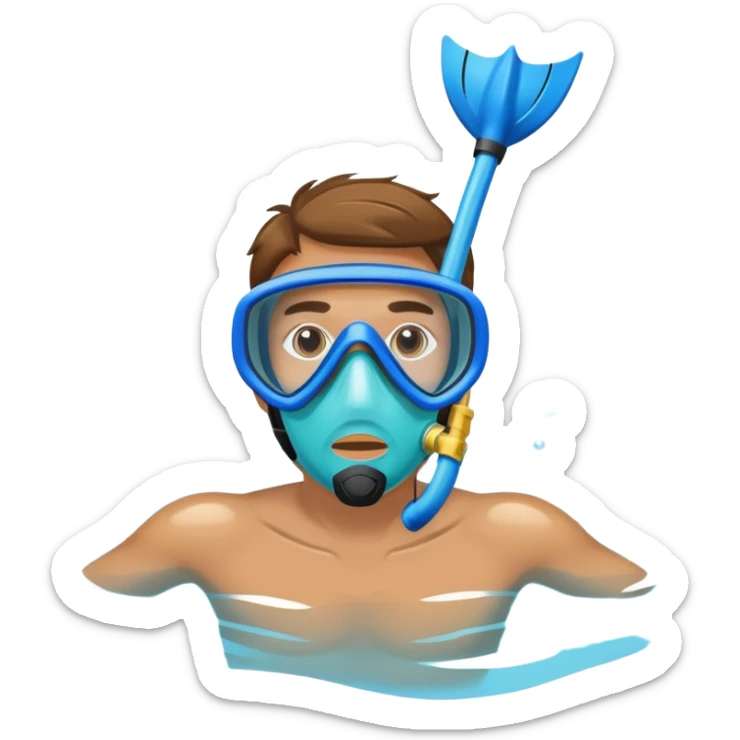 person snorkeling with mask and snorkel in blue water sticker
