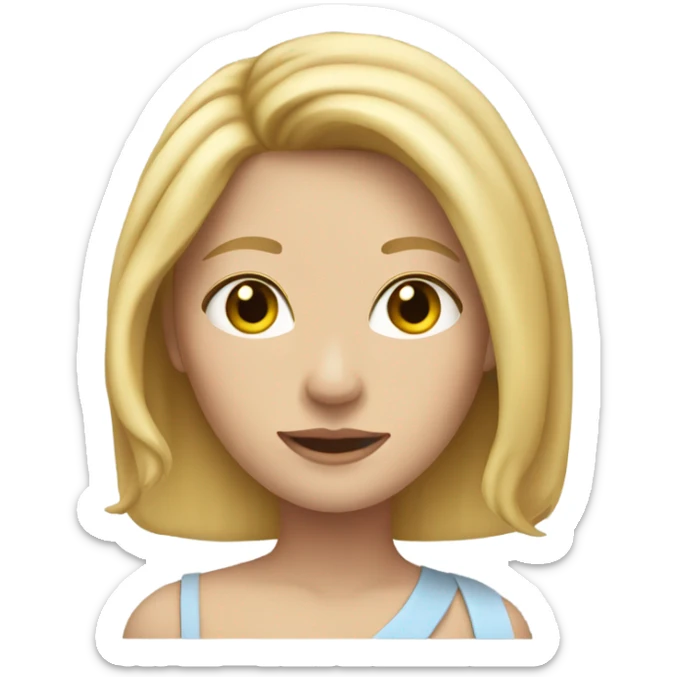 Woman shoulder length blonde hair white skin sticker