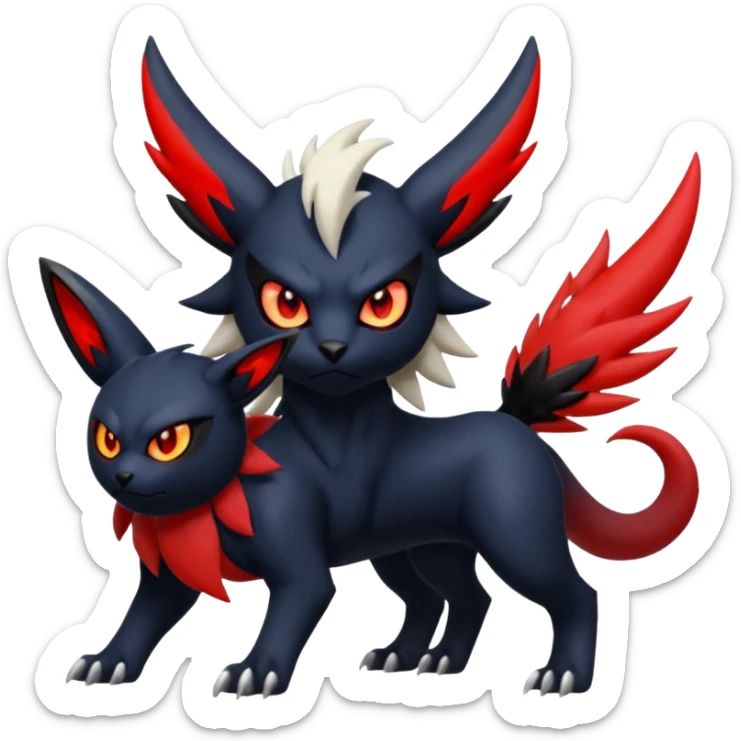 Handsome cool badass edgy Absol-Litten-Zorua-Giratina-Yveltal-Pokémon-Fakémon-fusion-hybrid-creature sticker