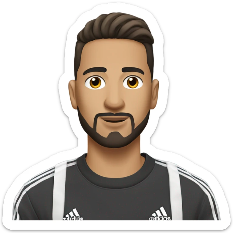 Latin man with low ponytail and a goatee in an Adidas tracksuit ￼￼ sticker