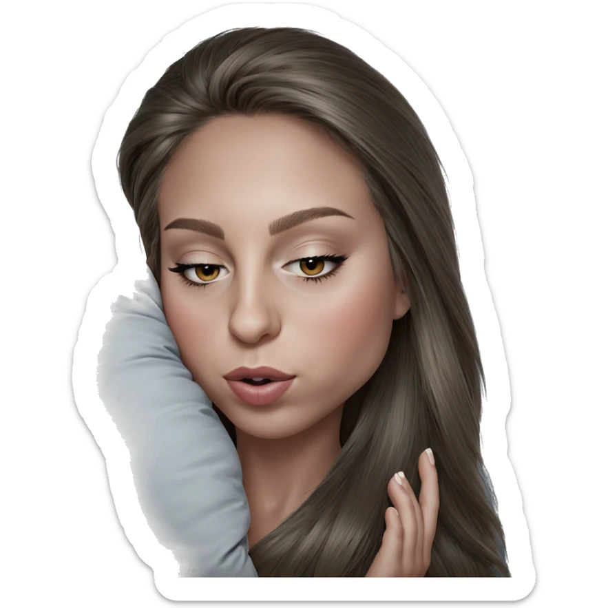 serene girl with pillow sticker