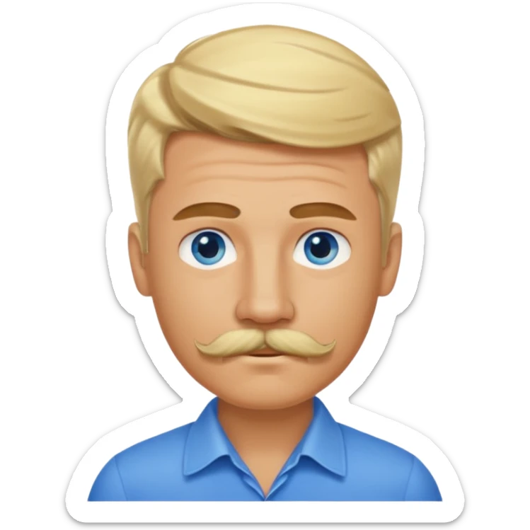 normal emoji 👨🏼 guy with blond hair, mustache, and blue eyes. No shoulders or neck. Just head. Hair a little mussed and stylish sticker