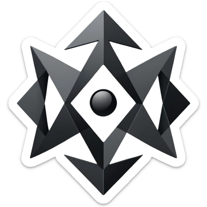 Create an emoji in which it is representing AI logo similarly like the logo of Chat GPT ,Gemini but different completely different and very professional not simple and try to make it in black and white colour sticker