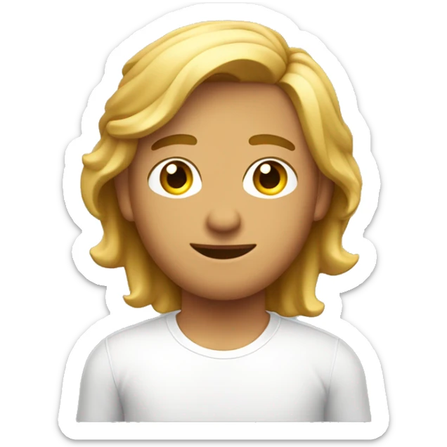 joven, poco bronceado, pelo rubio , estlo surfer, con camisa blanca , que se vea del homro para arriba sticker