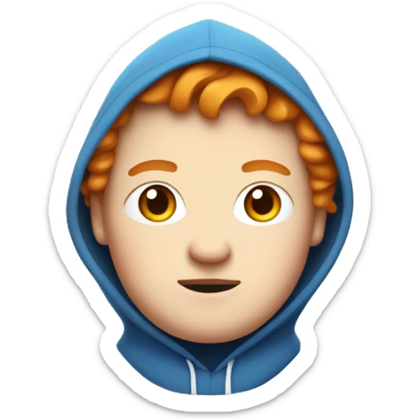 fat, ginger streamer named caseoh wearing a blue hoodie emoji with white pupils sticker