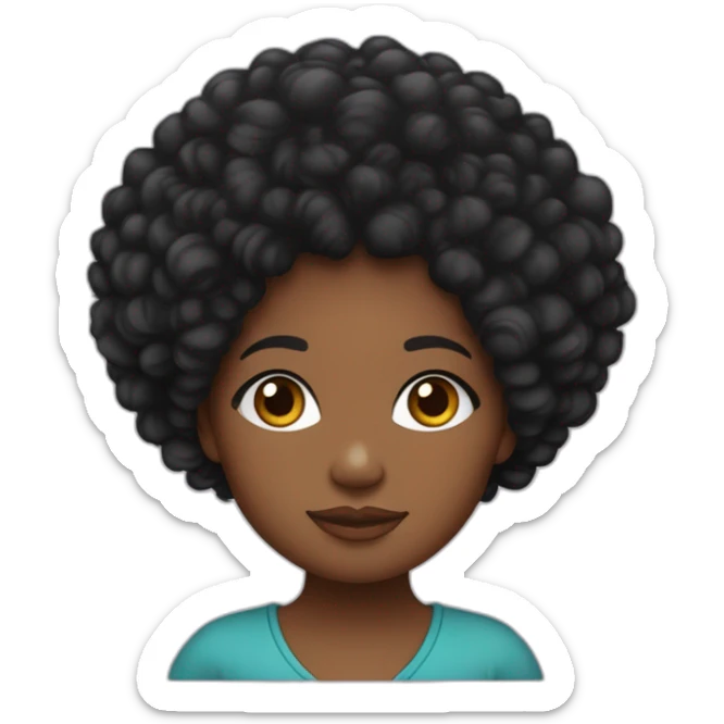 Une fille métisse, congolaise et vietnamienne, mignonne. Elle a des cheveux noirs avec de grosses boucles qui forment un afro. sticker