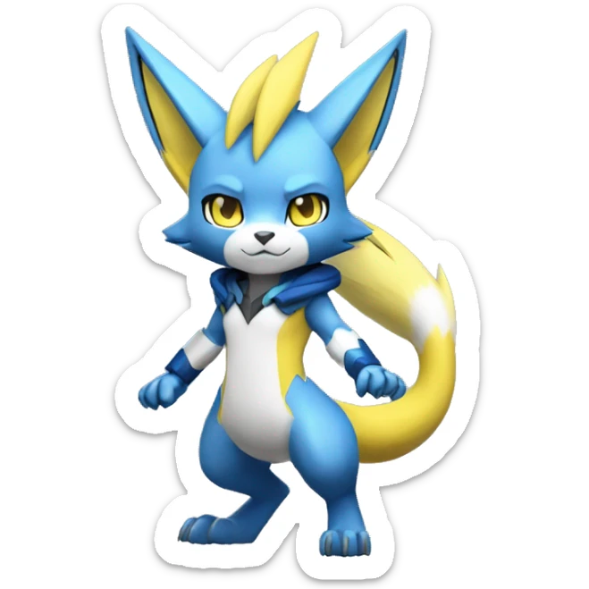Anthro Cool Chibi Zeraora-Renamon-Pokémon-Fakémon Full Body Detailed High Quality sticker