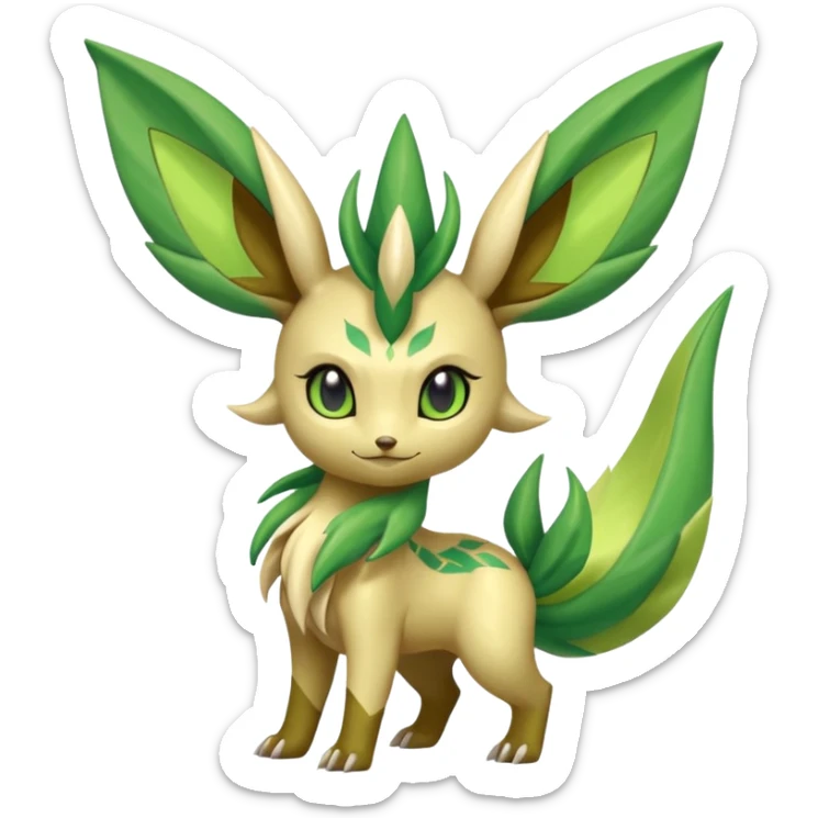 Shiny Aural Leafeon-Keldeon-Celebi-Amaura-Fakémon-fusion (full body) sticker