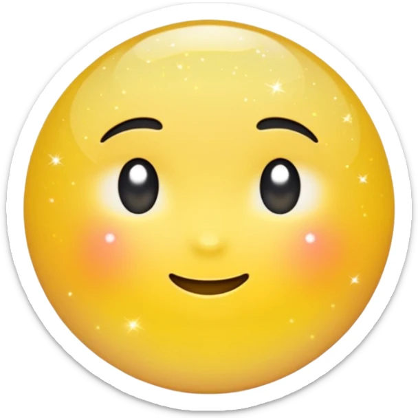 Generate a high-quality 3D cartoon-style emoji of yellow glitter, sparkling effect, smooth gradient colors, rounded and cute appearance, simple white background, high-resolution.
 sticker