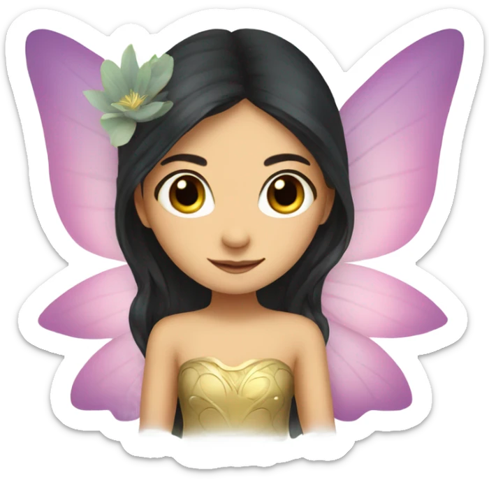 Lotus flower, fairy, wings, girl, dark hair, dark eyes  sticker