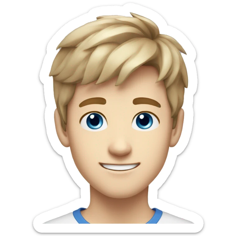 confident happy pale teen boy with extra short light brown hair blue eyes portrait angular jaw sticker