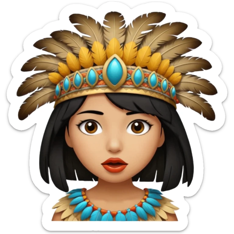 Niña con pelo corto negro con un pico en la boca  sticker