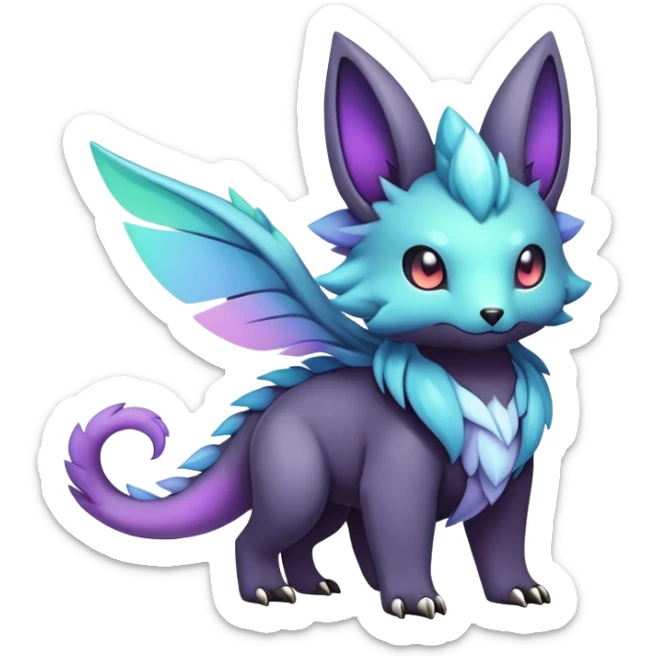cool colorful dark pastel fantasy animal hybrid Fakemon full body sticker