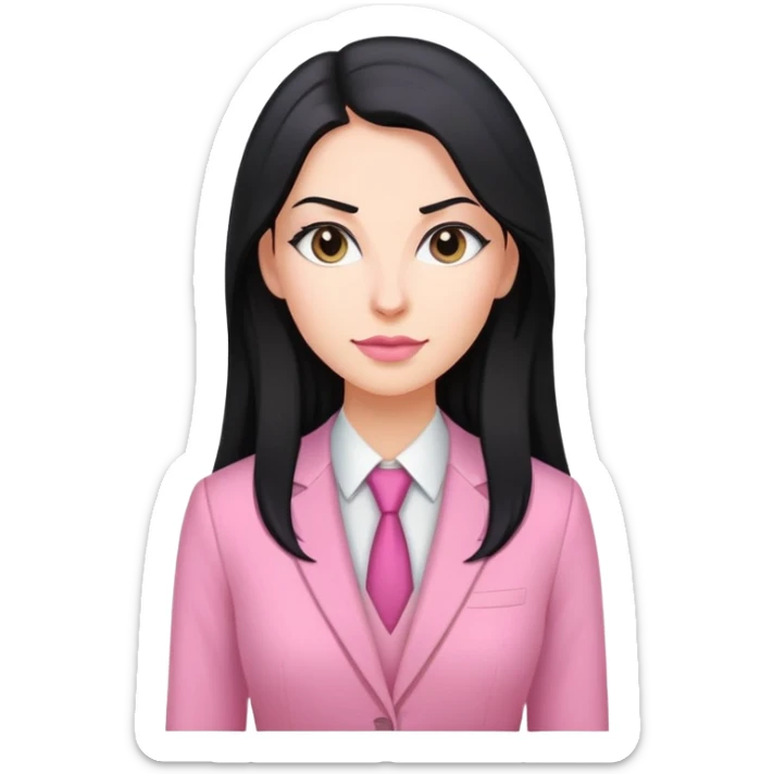 Business chlothes pink woman caucasian long black hair girl sticker