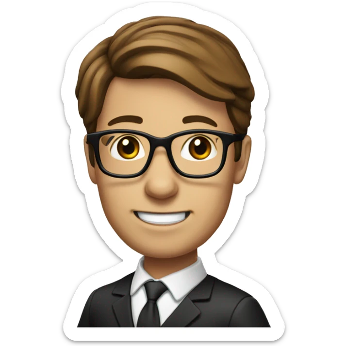 Head of a Lawyer with glasses,brown hair and smil sticker