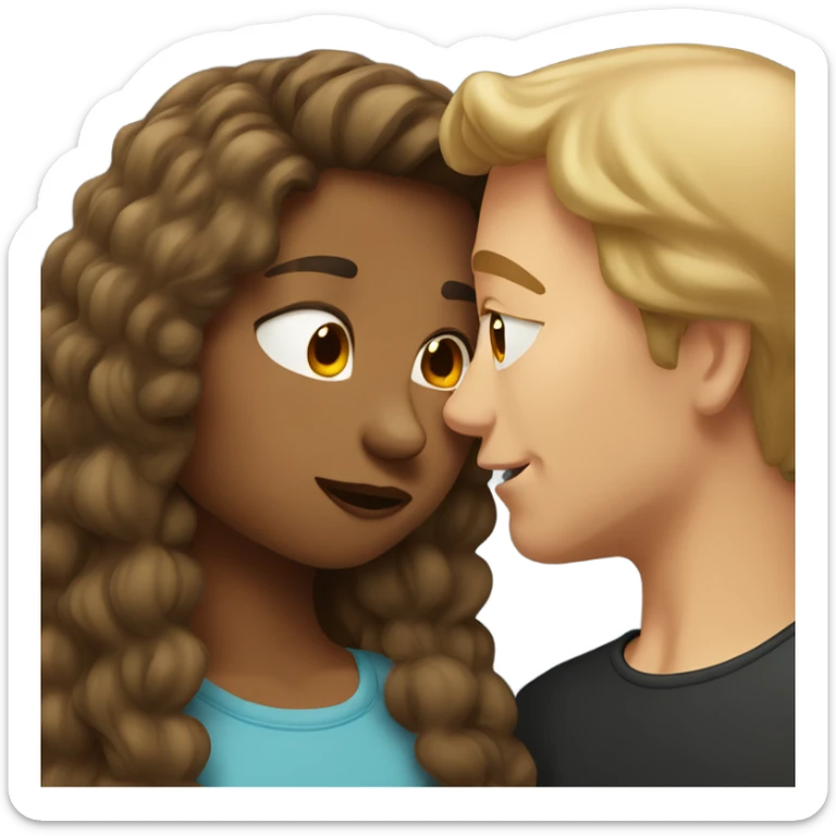 brown hair girl kissing dark blonde hair man sticker