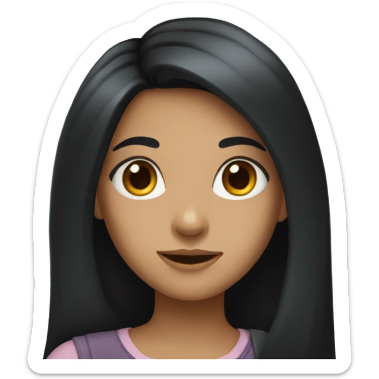 girl with long black hair  sticker