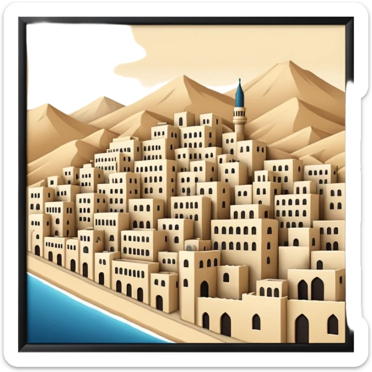 little city and many, small, ordinary, simple, home, Iranian-style, 1980, without frame  sticker