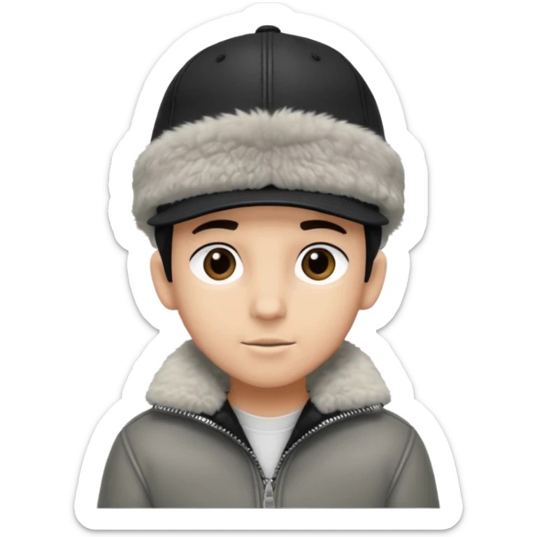 Cappellino New Era New York nero e persona con giubbotto di pecora grigio la pelliccia anche dove la zip sticker