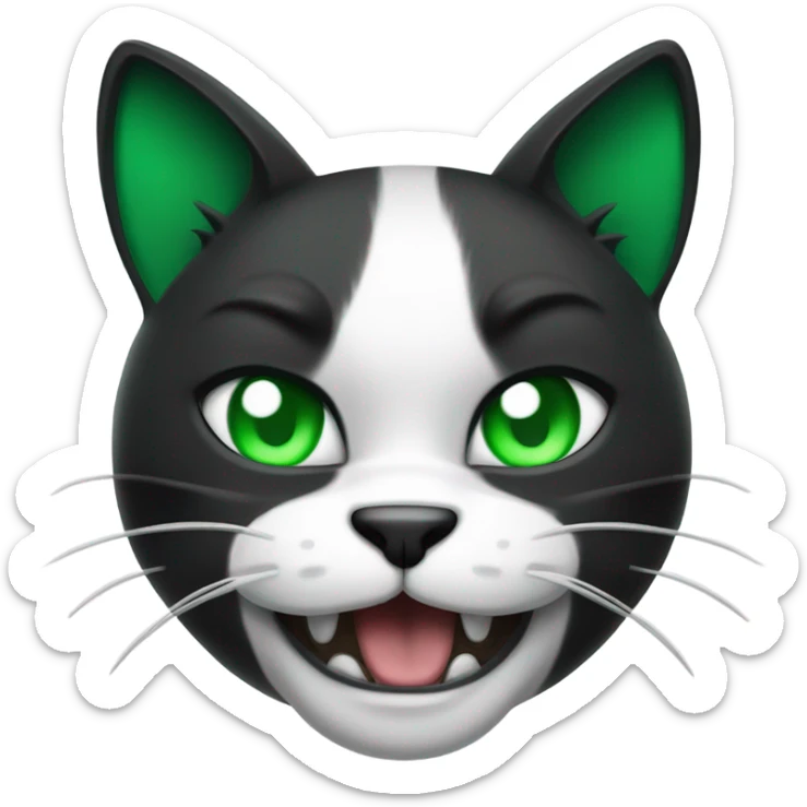 Ultra Muscular gigachad black and white Cat with green eyes flexing His biceps sticker
