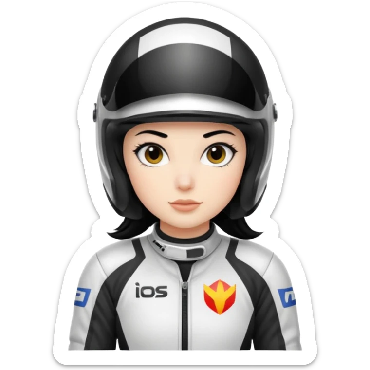 white dirt bike girl with black hair  sticker