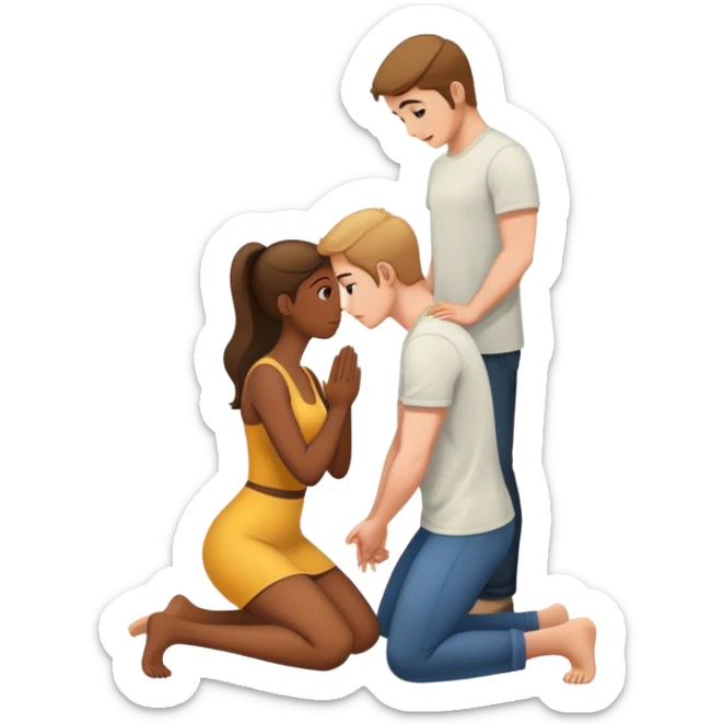 Create me an emoji of a man on his knees before a woman sticker