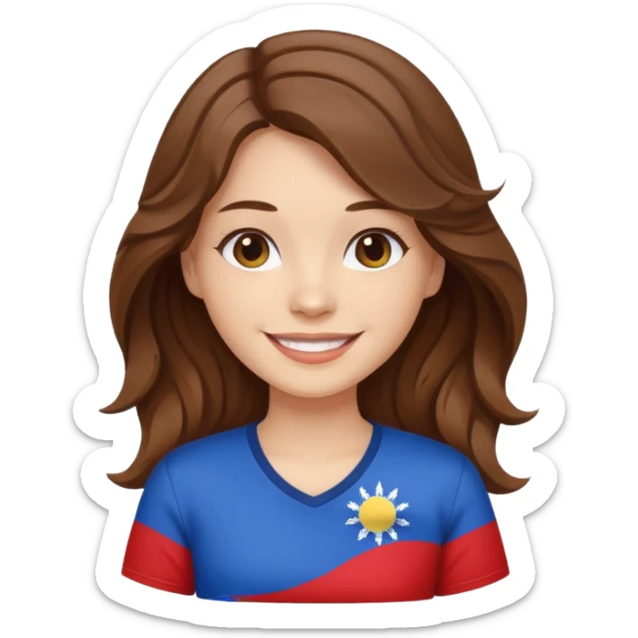 alternative white girl wavy brown hair girl philippine flag sticker