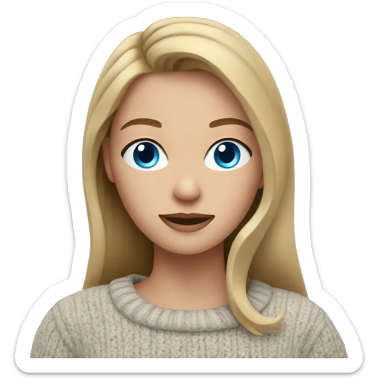 Blue eyed woman with long dark blonde hair in sweater sticker